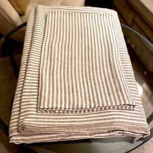 WEST ELM KING Classic Stripe Linen Cedar Duvet Cover and Shams